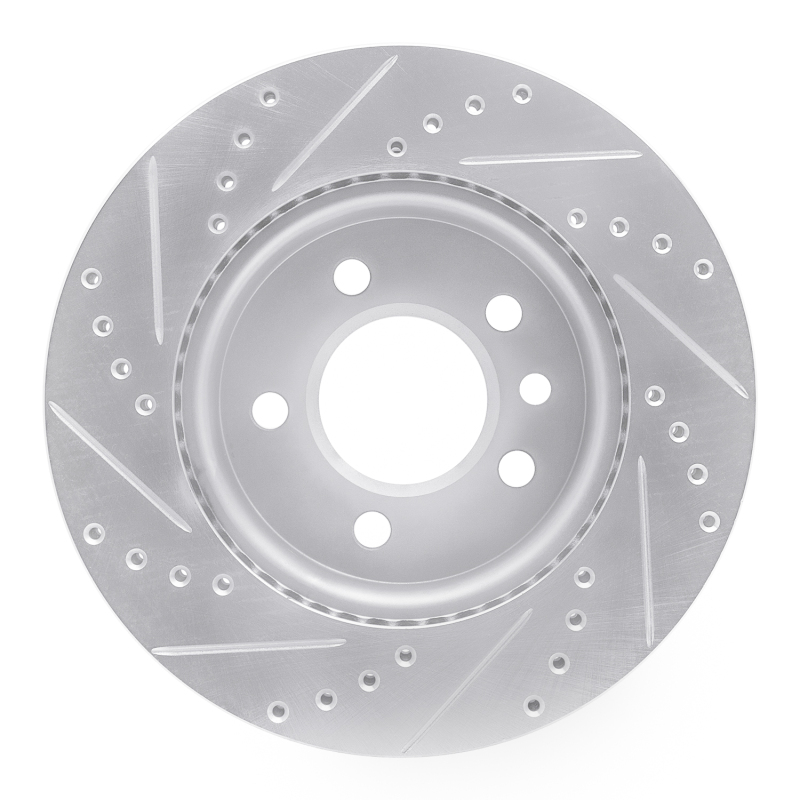 Volkswagen AMAROK Brake Rotor (1) - Front Right - R1 Concepts - Drilled & Slotted - Silver - `10-`17